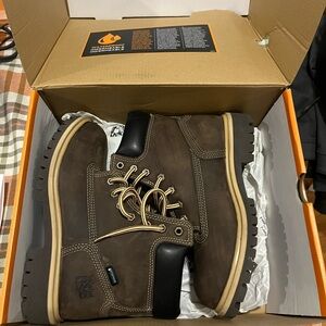 Timberland PRO womens steel toe 6” tall Dark Brown Leather Boots